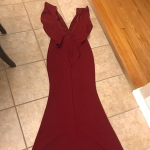 Floor Length Red dress with deep V back